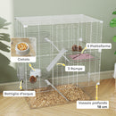 Gabbia per Roditori 73x47x80 cm Multilivello con Accessori Inclusi in Acciaio e PET Bianco  