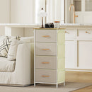 Cassettiera 4 Cassetti Pieghevoli 45x30x94,5 cm Struttura in Acciaio e Tessuto Beige   