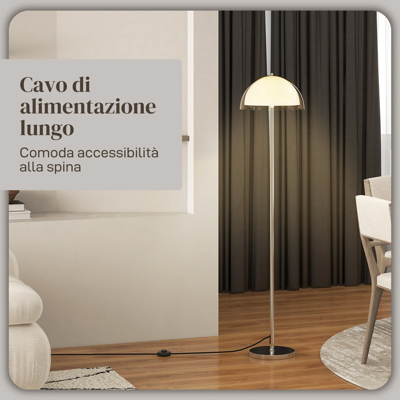 Piantana da Interno Lampada da Terra Paralume Doppio E27 Metallo e Acrilico 35x150 cm Bianco  