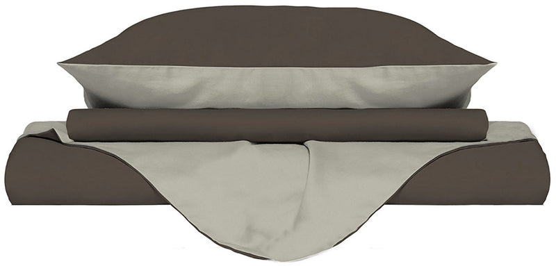 Copripiumino con Sacco e Federe Doubleface Marrone\/Panna