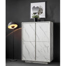 Credenza Rock 4 ante effetto marmo bianco 92x43x145h cm