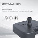 Base per Ombrellone da Giardino Ø38 Riempibile 20-30 Kg HDPE Nero 46x45x26 cm 