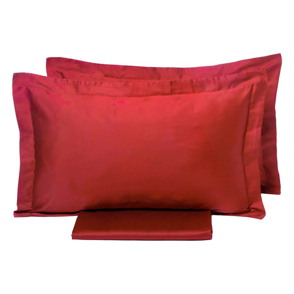 online Housse de couette double avec sac et taies d'oreiller couleur unie Garrini Clarice Bordeaux