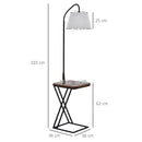 Lampada da Terra con Ripiano in Acciaio e Legno 36x36x165 cm 