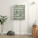 Bacheca Portaoggetti 80x9,5x83 cm a 5 Ripiani Regolabili con Ante in Vetro in Pannello Truciolare Bianco      