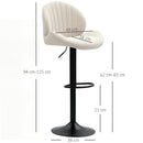 Set 2 Sgabelli da Bar con Schienale a Conchiglia 48x50x94-115 cm in Tessuto Effetto Ciniglia Nero e Beige   
