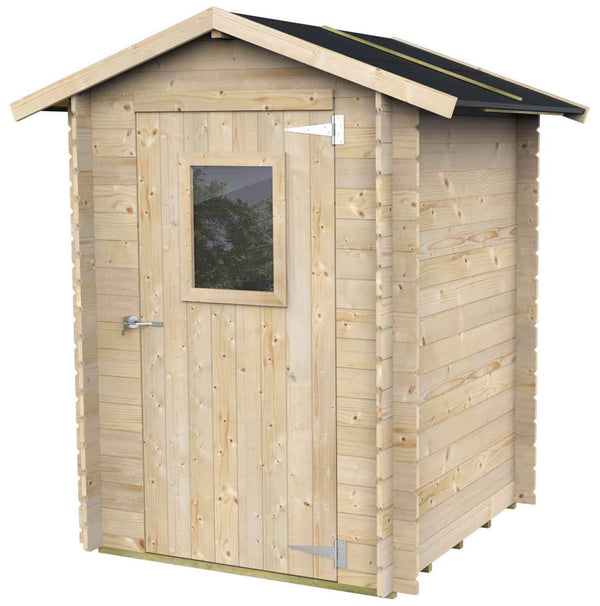 sconto Abri de Jardin pour Outils 146x146 cm avec Porte Fenêtre en Bois Naturel