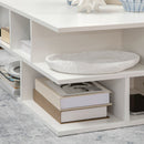 Tavolino da Caffè a 2 Livelli 70x70x36,5 cm con Ripiani Aperti in Truciolato Bianco