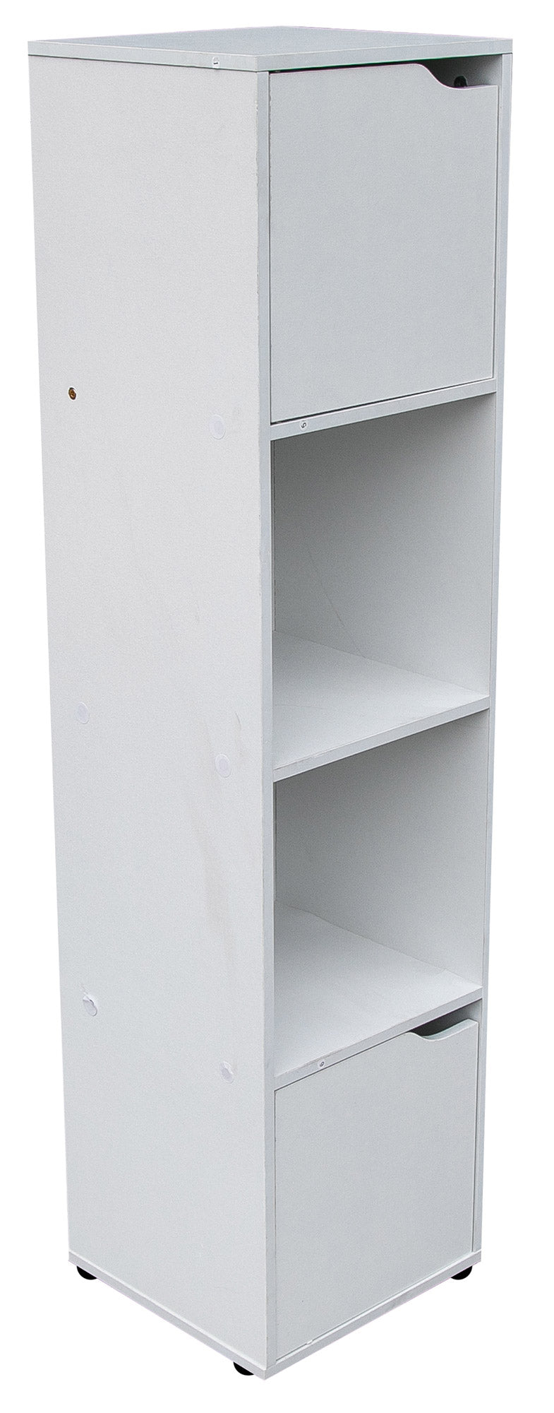 Libreria 2 Ripiani 2 Ante 30x29x120 cm in Legno Bianco