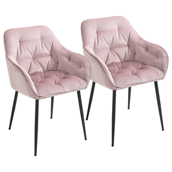 acquista Set 2 Chaises Rembourrées 59,5x55,5x83,5 cm en Velours Rose