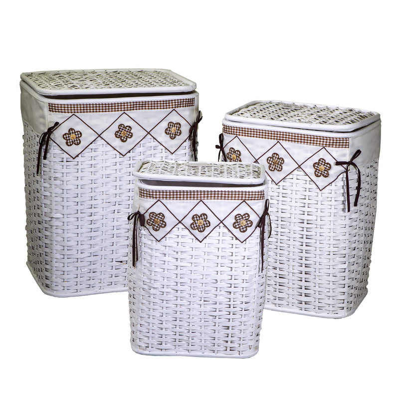 Set 3 Ceste Portabiancheria in rattan claudio rettangolare