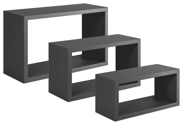 Set 3 Mensole da Parete Rettangolare in Fibra di Legno Trittico Nero sconto