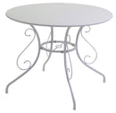 Tavolo da Giardino Rotondo Ø95cm in Metallo Old Bianco