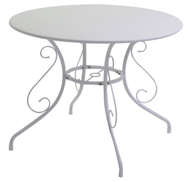 online Table de Jardin Ronde Ø95cm en Métal Blanc Ancien Adami