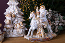 Statuina Babbo Natale con Cavallo 25 cm in Porcellana Bianco