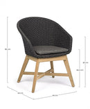 Set 2 Sedie 64x64x85h cm con Braccioli e Cuscini Coachella Antracite