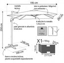 Ombrellone da Giardino Newton Decentrato 2x3 m in Alluminio Nero Telo Grigio