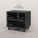 Mobile Porta Stampante a 2 Livelli con 3 Scomparti e Ruote per Ufficio e Studio 40x30x36 cm in Truciolato Nero