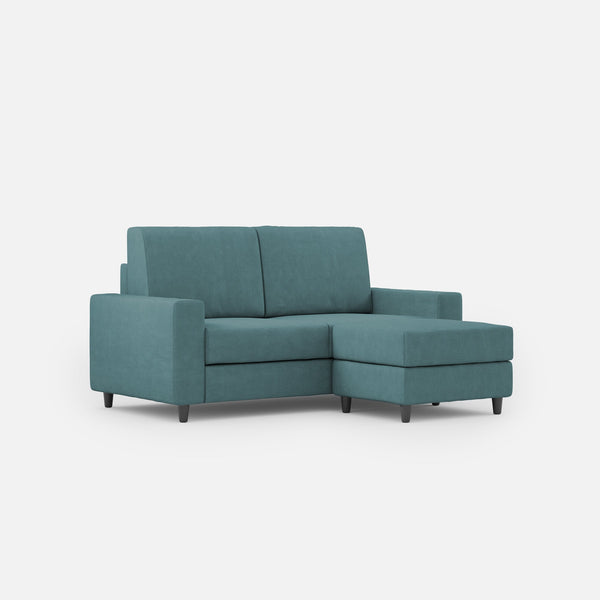 acquista Divano 2 Posti con Pouf 148x155x85 cm Sakar in Tessuto Petrolio