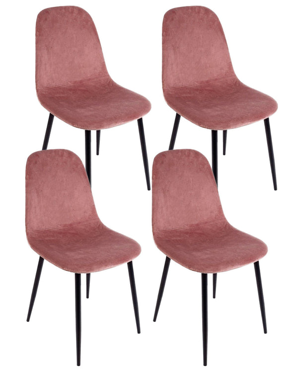 Lot de 4 chaises Irelia 52,5x42,5x90 cm en velours rose sconto
