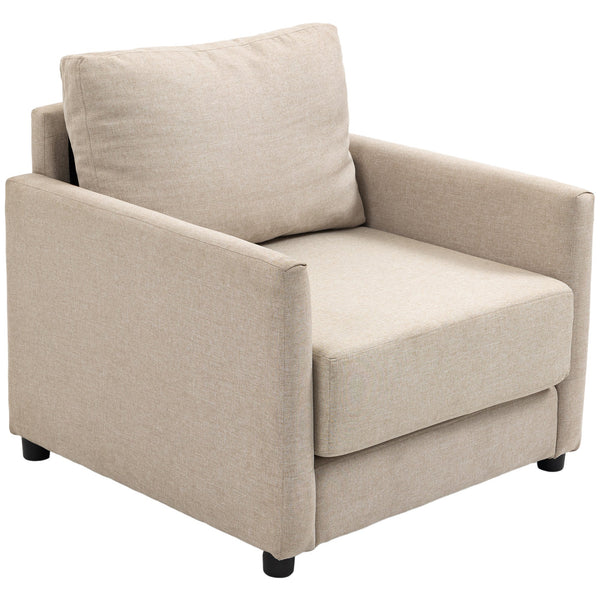 Poltrona Imbottita 80x85x88 cm in Tessuto Effetto Lino Beige prezzo