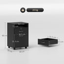 Cassettiera Portadocumenti a 4 Ruote 40x35x60 cm Cassetto con Serratura e Armadietto in Legno Nero  