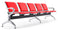 Banc de Bureau pour Salle d'Attente 5 Places avec Coussin en Acier et Simili Cuir Argenté/Rouge