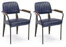Set 2 Sedie Imbottite 60x63x81 cm Nelly in Ecopelle Blu Vintage