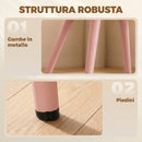 Set 2 Sedie da Pranzo 51x54x84 cm con Seduta Imbottita e Gambe in Metallo in Velluto Rosa      