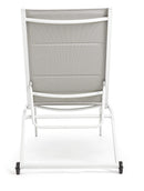 Lettino Prendisole da Giardino 61x192x105 cm con Ruote in Alluminio Bianco
