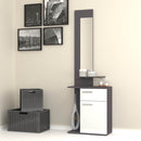 Mobile ingresso con specchio 60x35x186 cm Lost bianco ghisa