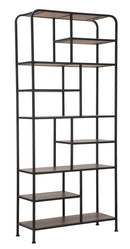Libreria Essential 80x30x180 cm in Ferro e MDF Nero e Marrone