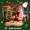 Mini Albero di Natale Ø43x60 cm con Luci LED 141 Rami con Pigne e Bacche Rosse Base in Cemento Verde      