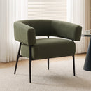 Poltrona Salotto Imbottita 77x67x72 cm con Seduta Ampia e Profonda e Schienale Curvo in Tessuto Effetto Lino Verde Scuro      