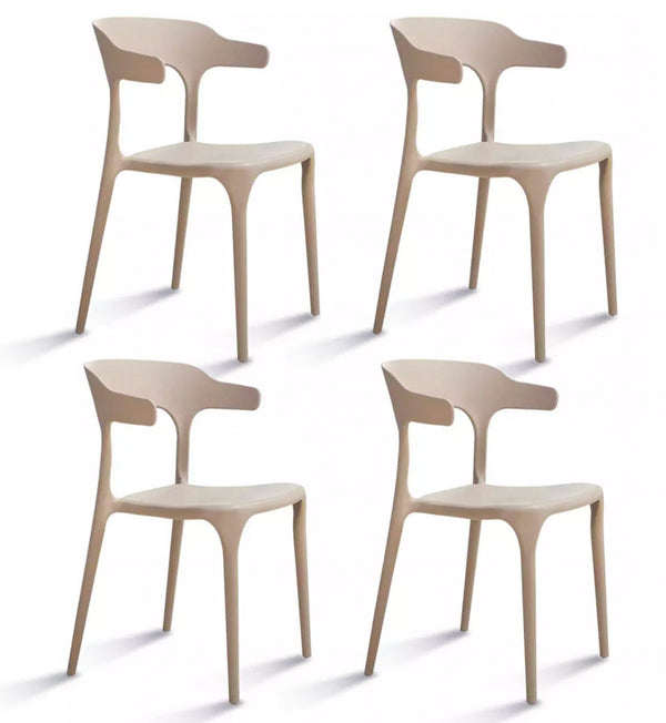 Set 4 Sedie Impilabili 50x75,5x52 cm in Polipropilene New America Tortora sconto