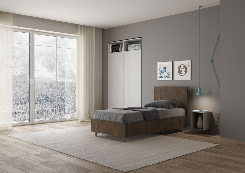 Letto Singolo Demas Testata Dritta  Noce Varie Misure