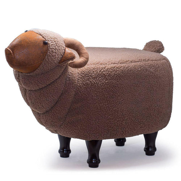 online Tabouret Pouf Repose-Pieds pour Enfants 68x35x37-50 cm Peau de Mouton Marron Divina Home