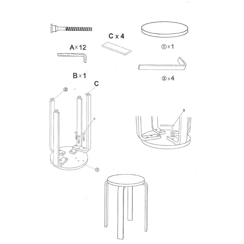 Sgabello Tondo in Legno Ø32x45cm Small Rosso