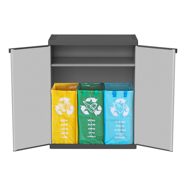 acquista Poubelle 2 Portes 68x39,5x85 cm avec Sacs et Étagère Grise