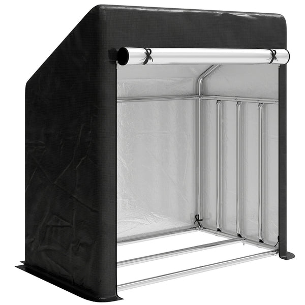 Portalegna da Esterno 100x60x110 cm in Acciaio Rinforzato con Copertura Impermeabile Nero acquista