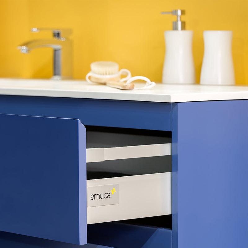 Kit Cassetto per Cucina Vantage-Q H141 mm P 450 mm con Astine Chiusura Soft Acciaio Grigio Emuca