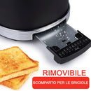 Tostapane Design Retrò 2 Slot Funzione Riscaldamento e Scongelamento 6 Modalità Nero      