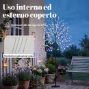 Albero di Natale di Ciliegio 60x60x180 cm con Luci LED 20 Rami e Timer Giornaliero in Acciaio e PP Nero      