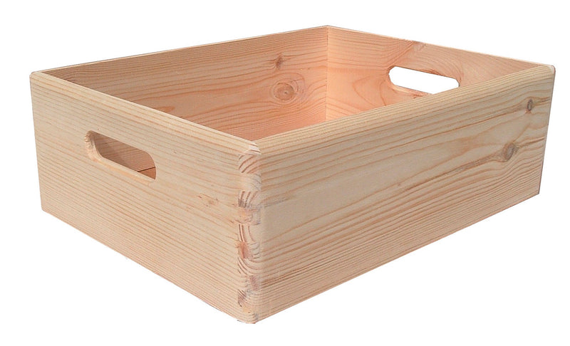 Contenitore Box Salvaspazio Sovrapponibile 40x30x14 cm in Legno di Pino Naturale  