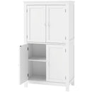 Mobile Bagno 60x30x110 cm con 4 Ante e Ripiani Regolabili in MDF Bianco      