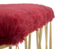Panca Amelie Bordeaux 91,5x40,5x46 cm in Ferro e Spugna e Poliestere Bordeaux e Oro