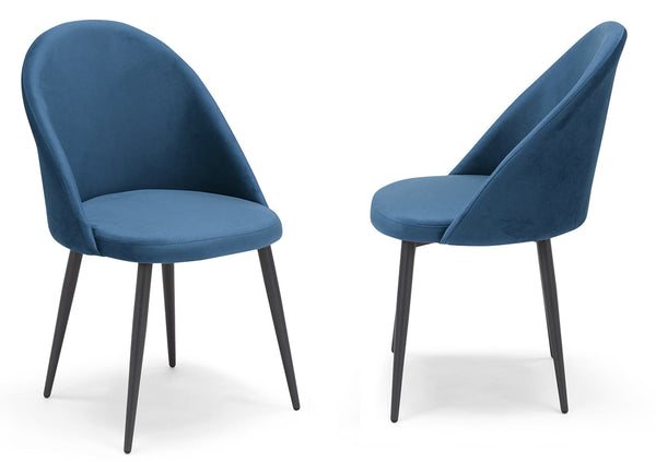 Set 2 sedie Imbottite 51x58x87 cm In Tessuto Tiffany Lola Blue Notte sconto