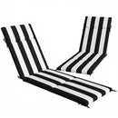 Set 2 Cuscini per Sedie da Esterno 183x54x6,5 cm con 6 Lacci di Fissaggio in Cotone Nero e Bianco      