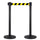2 Tringles à Rideaux 3 mètres en Métal Noir Mat Ø36x101 cm Ruban Jaune/Noir
