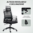 Sedia da Ufficio Ergonomica 60x64Px102-112H cm con Poggiatesta e Altezza Regolabili Nero   